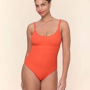 Andie The Honolulu One Piece - Eco Ribbed - Vermillion - Size Medium